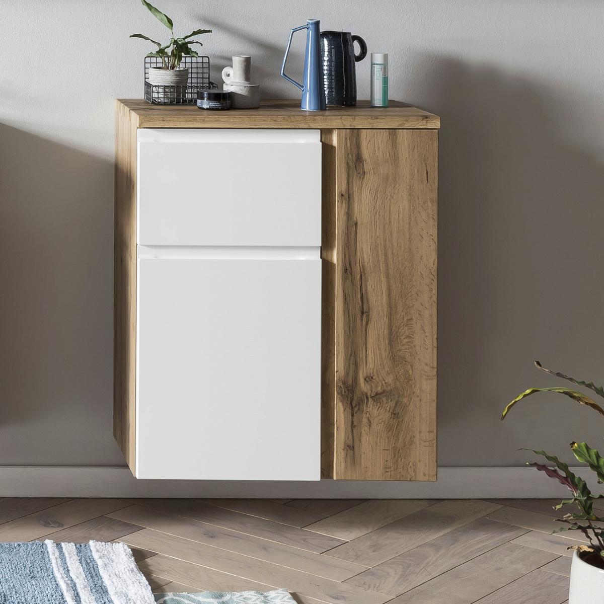 Hängeschrank Varese BxH: 65 79cm Weiß/Wotaneiche Dekor - Eiche Wotan/Weiß, MODERN, Holzwerkstoff (65/79/35cm) - Held