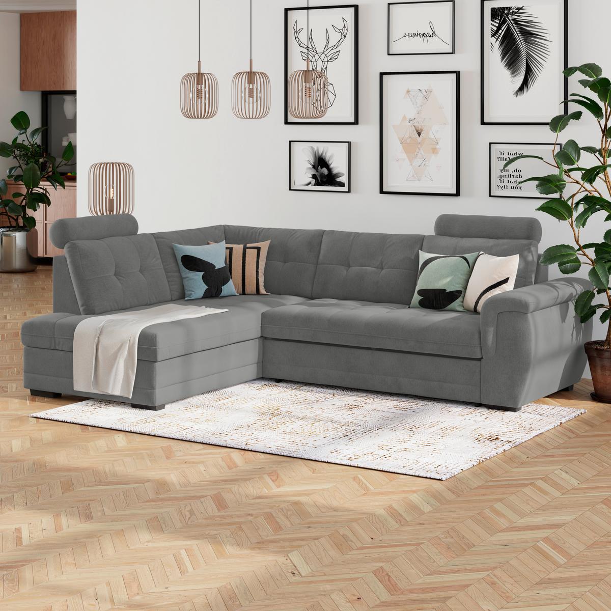 Ecksofa mit Schlaffunktion Falco new Braun 251x183 cm - Schwarz/Braun, KONVENTIONELL, Textil (251/183cm) - Ondega