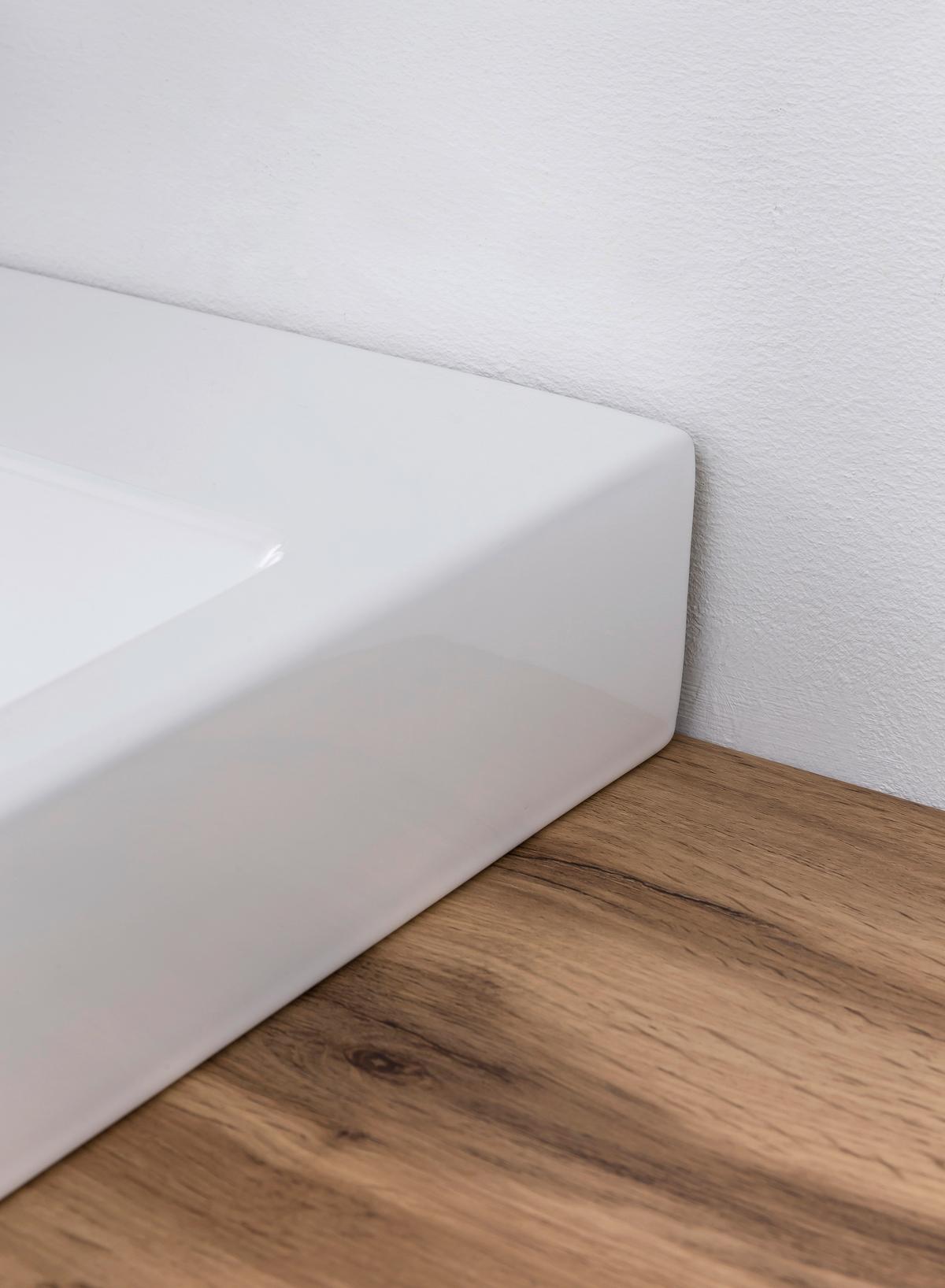 Waschbecken Mit Unterschrank B: 100 Cm, Weiß Dekor - Eichefarben/Weiß, Basics, Keramik/Holzwerkstoff (100cm) - Held