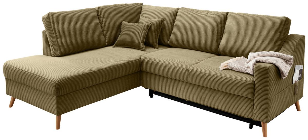 Ecksofa Valentina Olivgrün S: 200x230 Cm - Naturfarben/Olivgrün, MODERN, Textil (200/230cm) - Livetastic