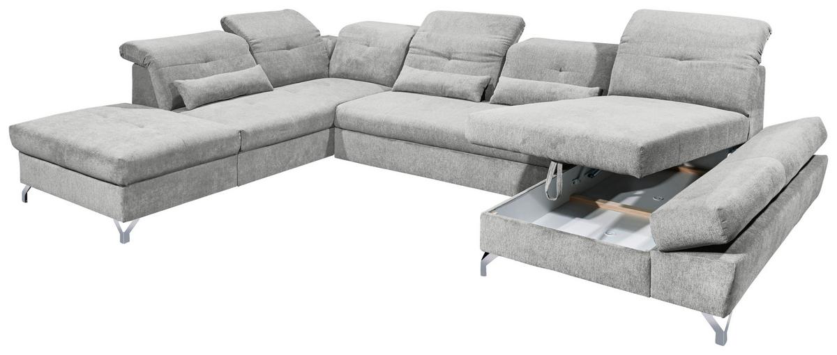 Ecksofa Melfi Schlammfarben U: 245 Cm - Schlammfarben/Silberfarben, MODERN, Textil (245/350/168cm) - MID.YOU