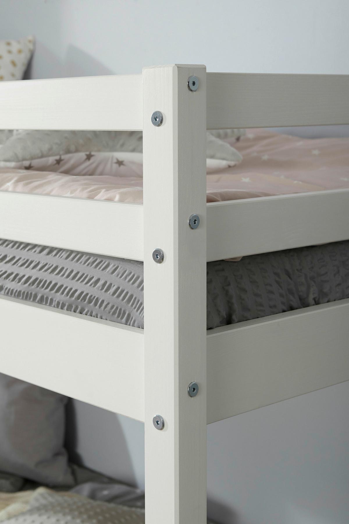 Etagenbett Finn Weiß Kiefer Massiv Mit Leiter - Weiß, MODERN, Holz (90/200cm) - MID.YOU