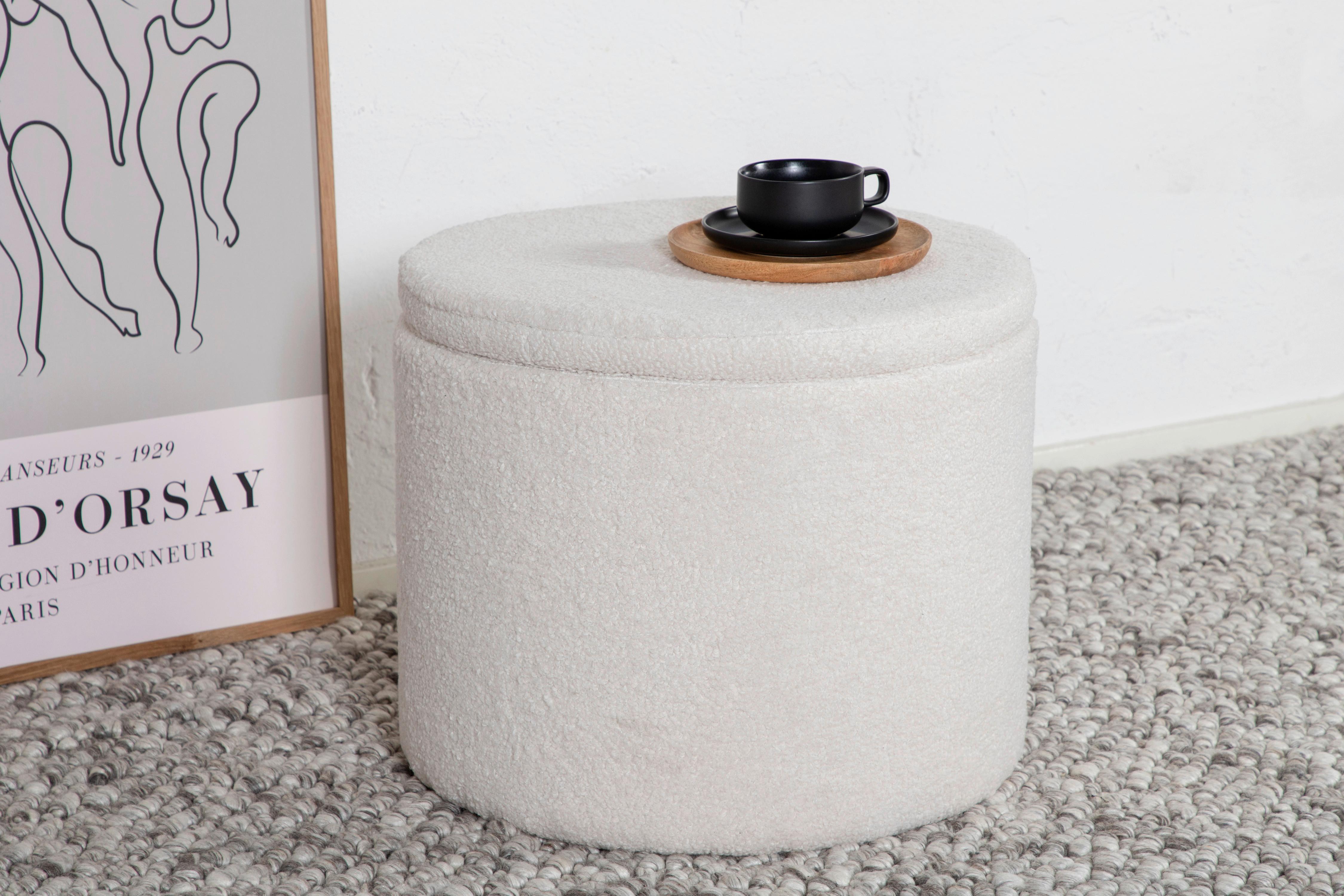 Pouf Dunken - Weiß, Design, Textil (51/43/51cm) - Livetastic