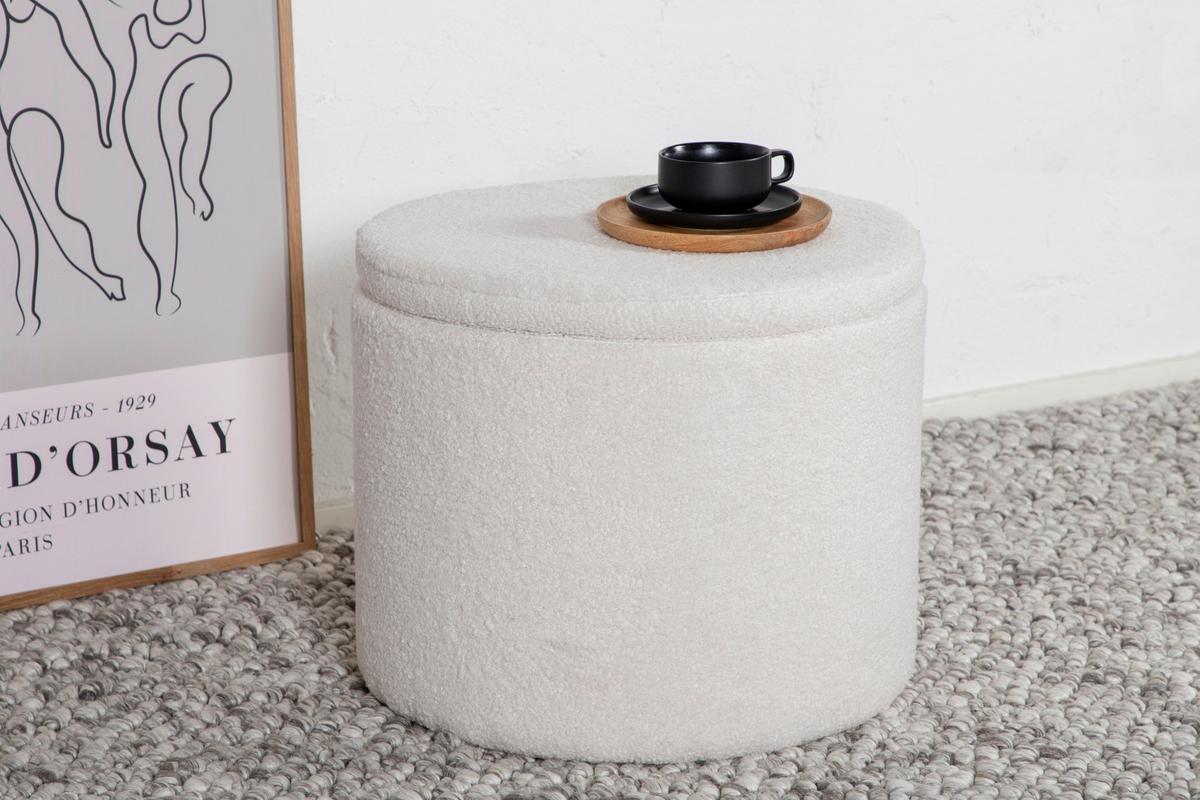 Pouf Dunken - Weiß, Design, Textil (51/43/51cm) - Livetastic