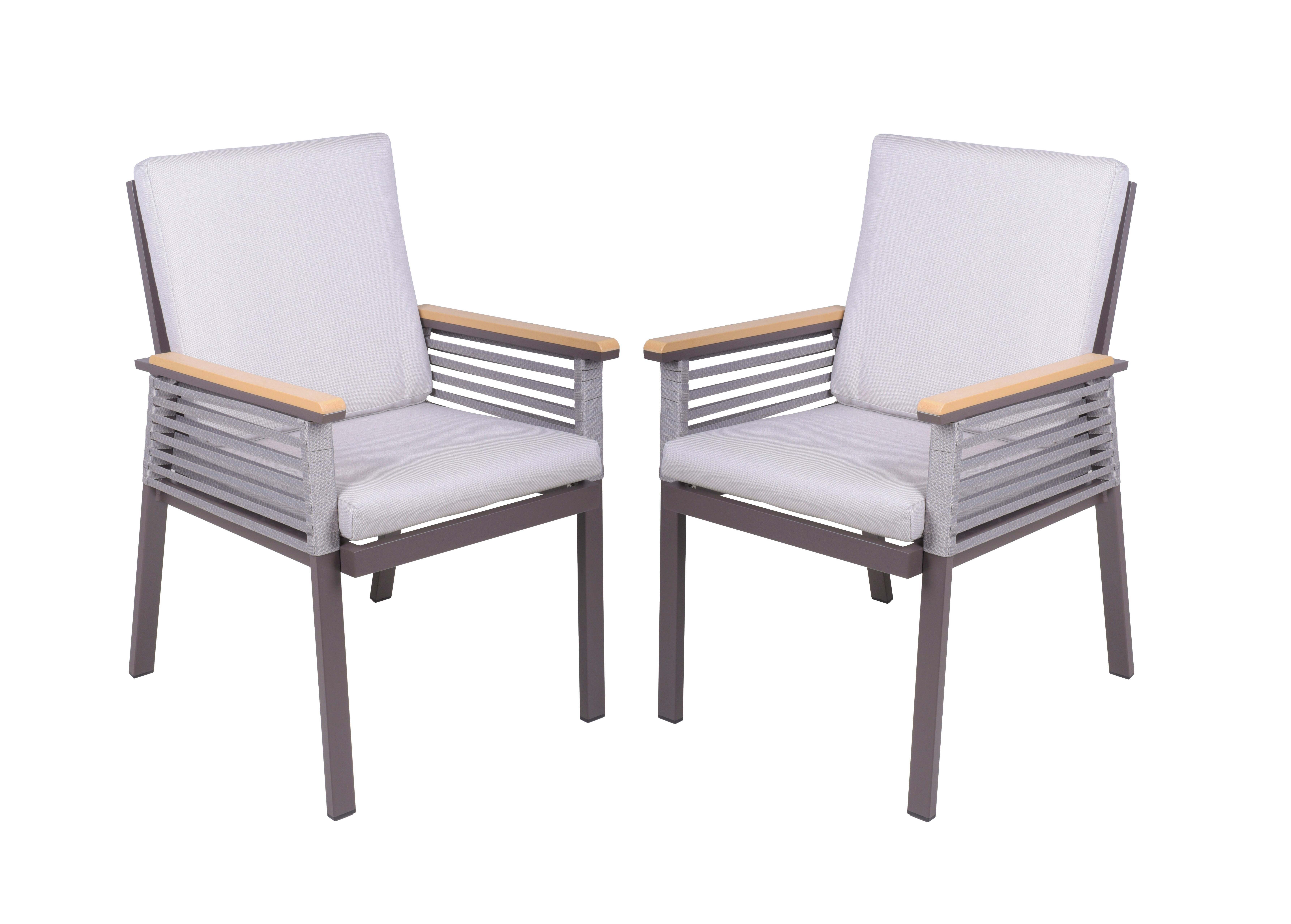 Gartenstuhl-set Denia - Dunkelbraun/Hellgrau, Basics, Kunststoff/Textil (56/86/53cm) - Gardenson