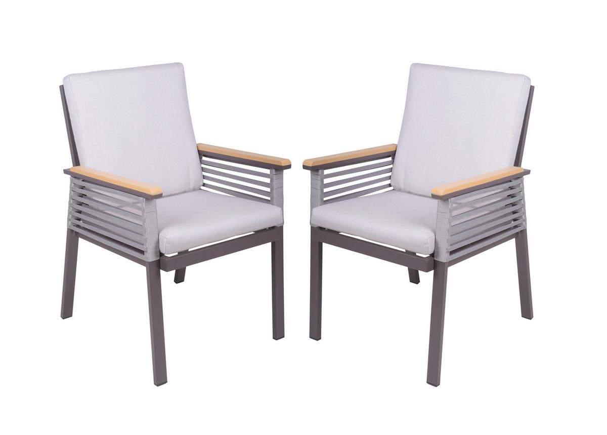 Gartenstuhl-set Denia - Dunkelbraun/Hellgrau, Basics, Kunststoff/Textil (56/86/53cm) - Gardenson