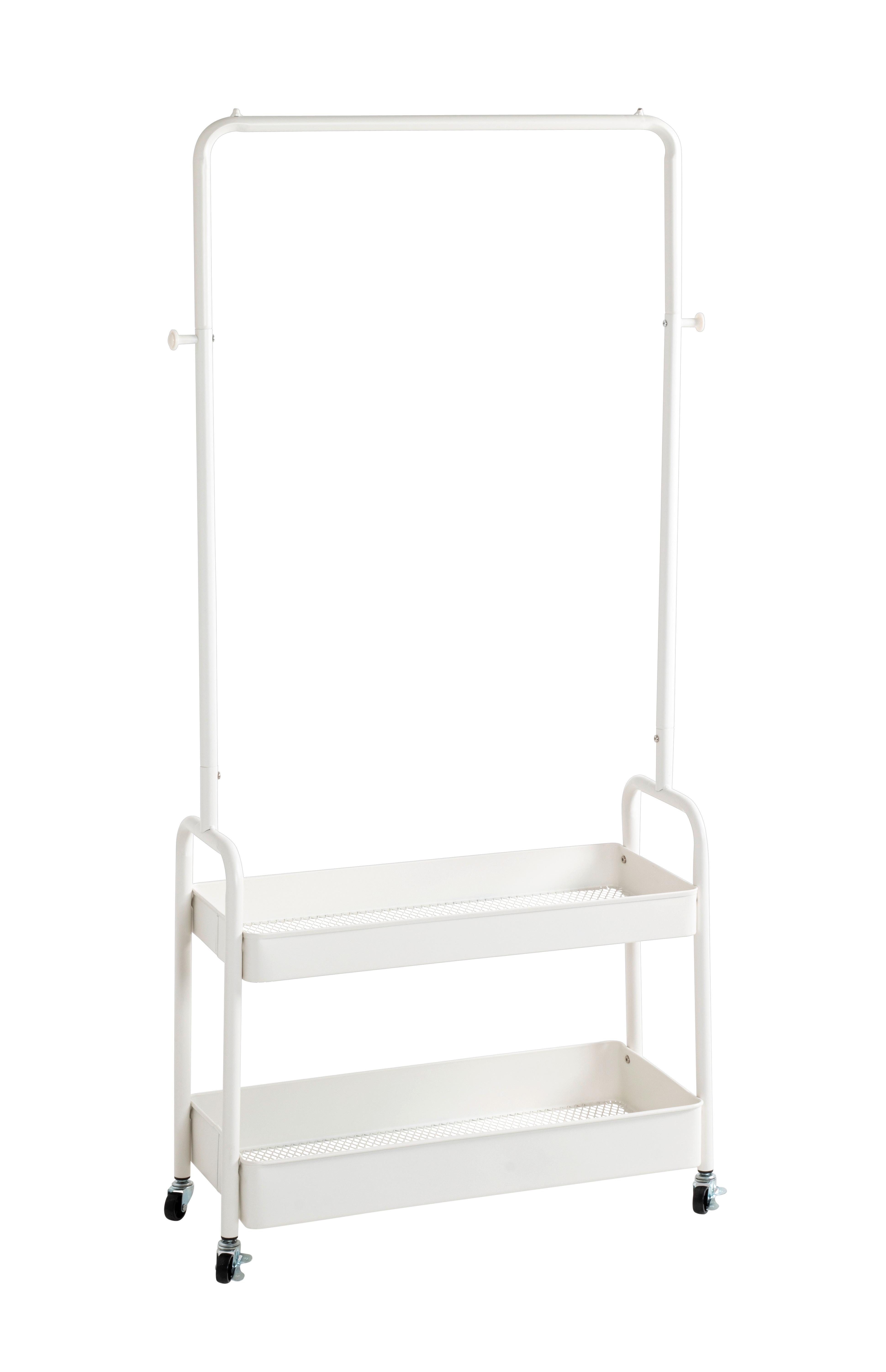 Pojízdní šatní stojan Steve bílý - bílá, Moderní, kov/plast (85/155/31cm) - Mömax