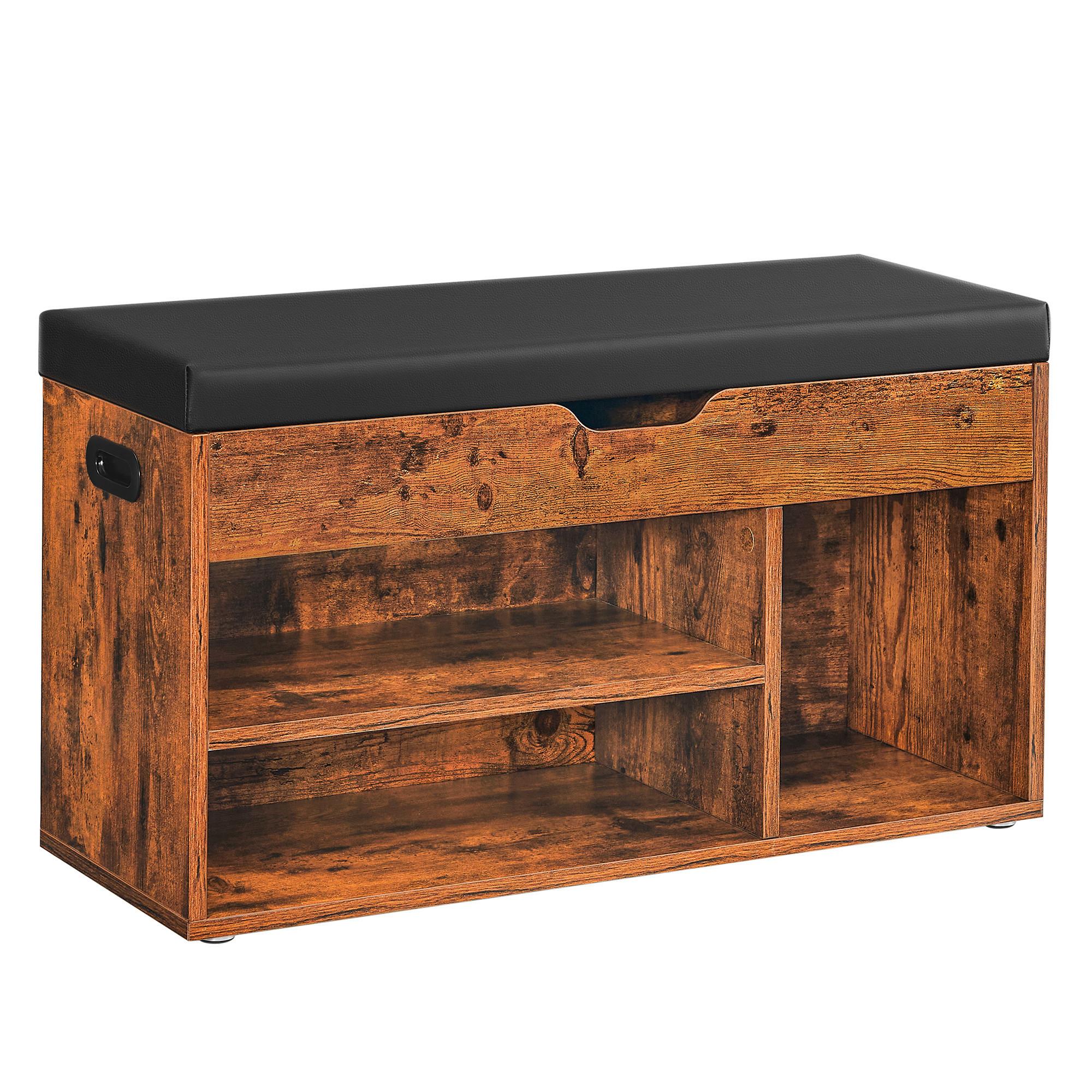 ŠATNÍ LAVICE LHS30BX - černá/hnědá, Trend, kompozitní dřevo/textil (80/44/30cm) - Boxxx