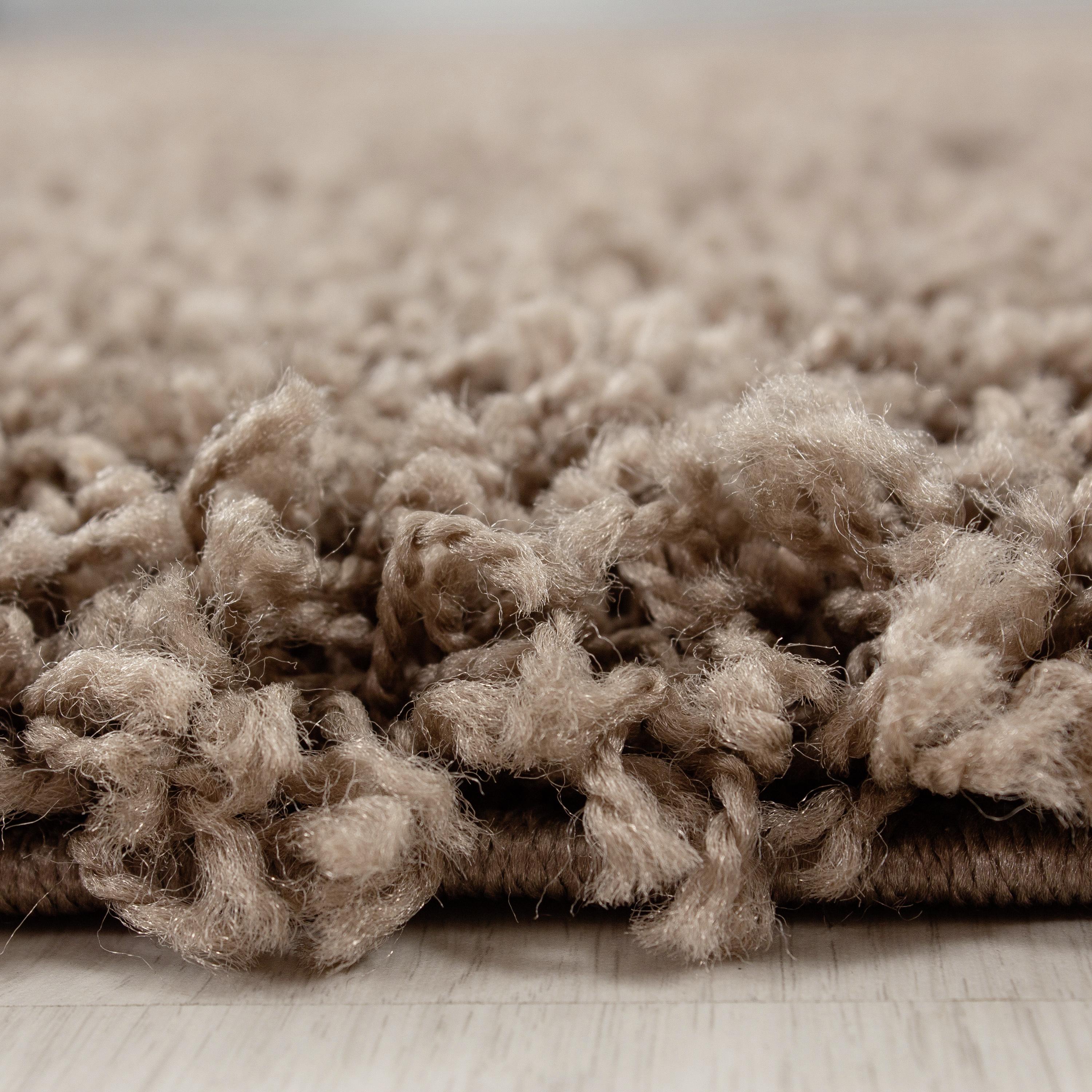 Hochflor Teppich Hellbraun Life Rund Ø 120 cm - Hellbraun, KONVENTIONELL, Textil (120cm) - Novel