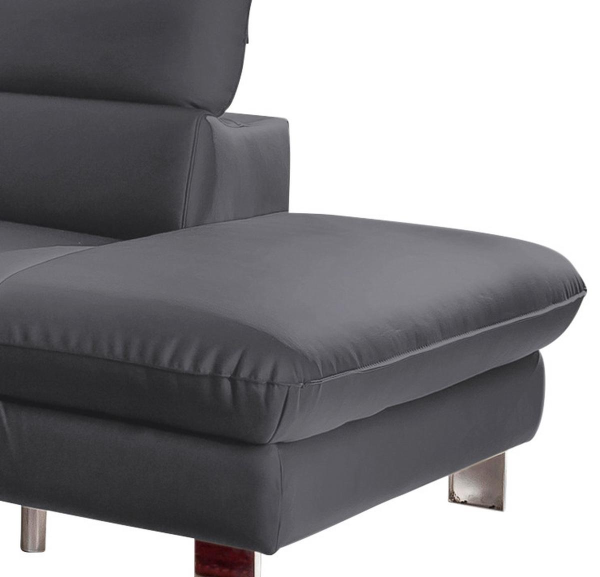 Ecksofa mit Schlaffunktion Driver Fango Lederlook - Chromfarben/Fango, MODERN, Textil (266/214cm) - MID.YOU