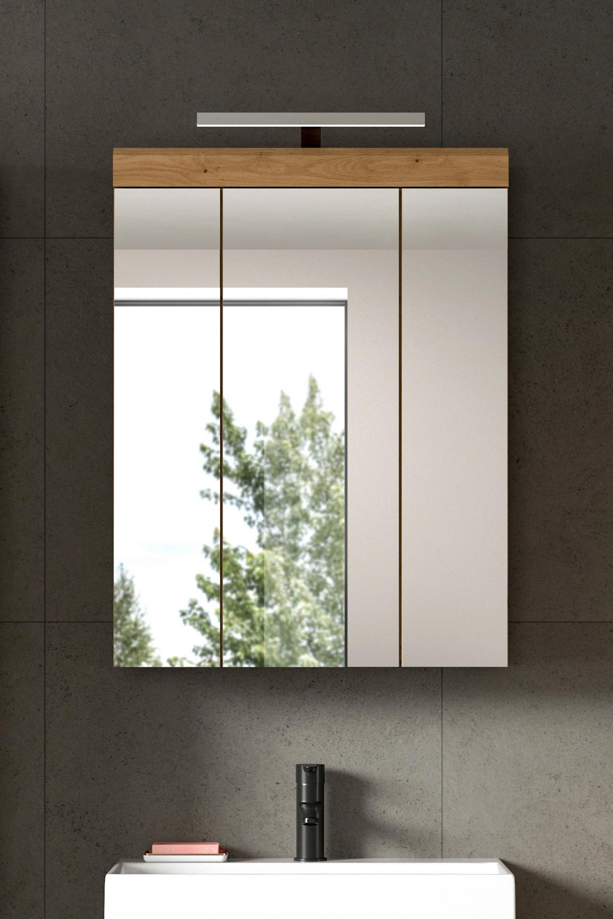 Spiegelschrank Scout Eiche Artisan Dekor B: 60cm - Eiche Artisan, Trend, Glas/Holzwerkstoff (60/79/18cm) - MID.YOU