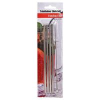 Wiederverwendbare Trinkhalm aus Metall 4 Stk. + Bürste - Edelstahlfarben, Basics, Metall (30/8/2cm)