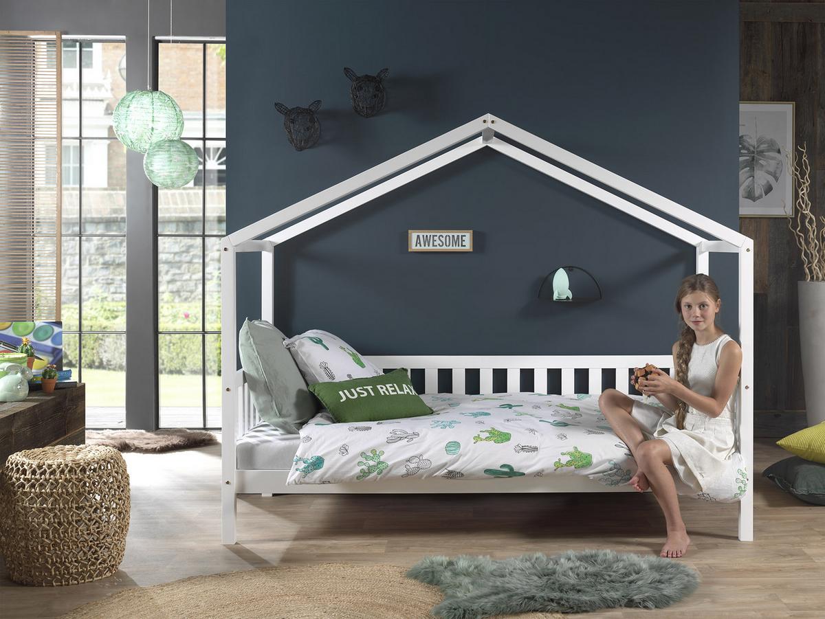 Hausbett Dallas 90x200 Cm Kiefer Weiß - Weiß, MODERN, Holz (90/200cm) - MID.YOU