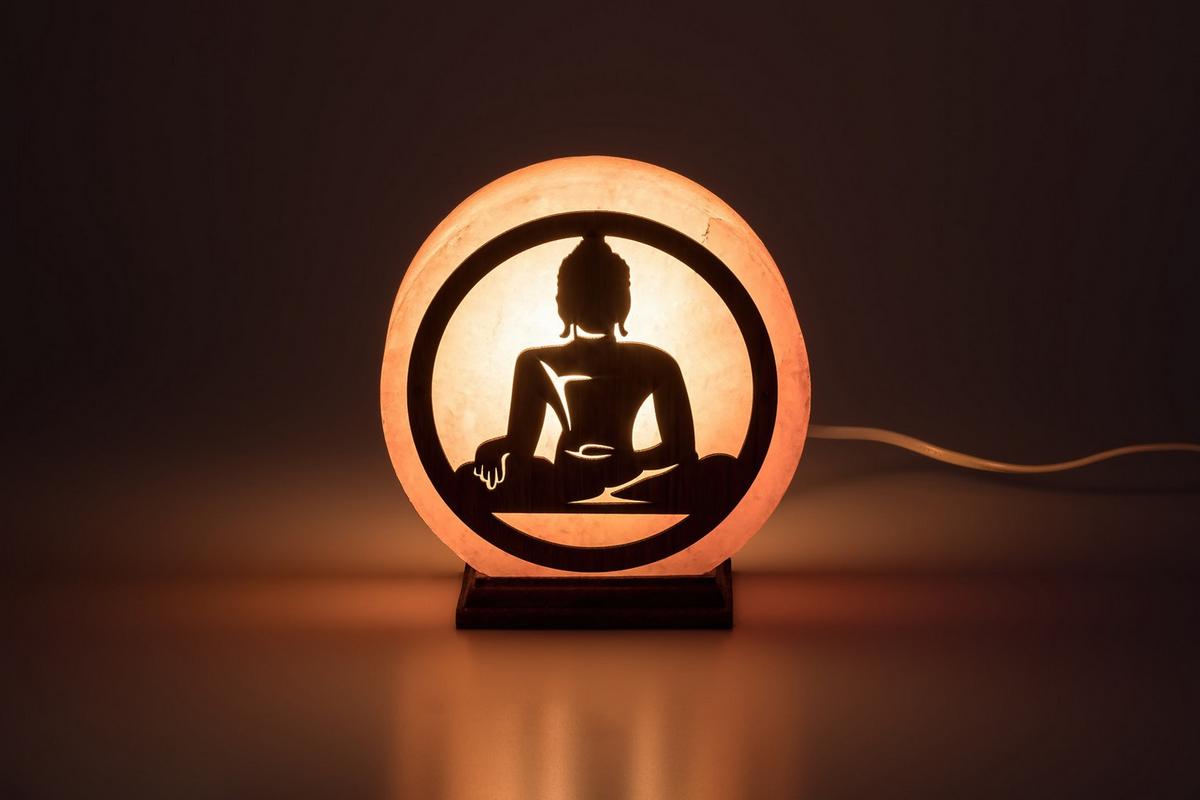 Sólámpa Zenova - barna/narancs, Basics, kő/fa (16.5cm)