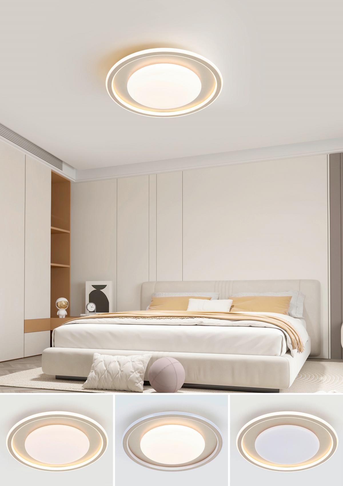 LED-Deckenleuchte Charlin - Champagner/Weiß, Basics, Kunststoff/Metall (40/7cm) - Luca Bessoni