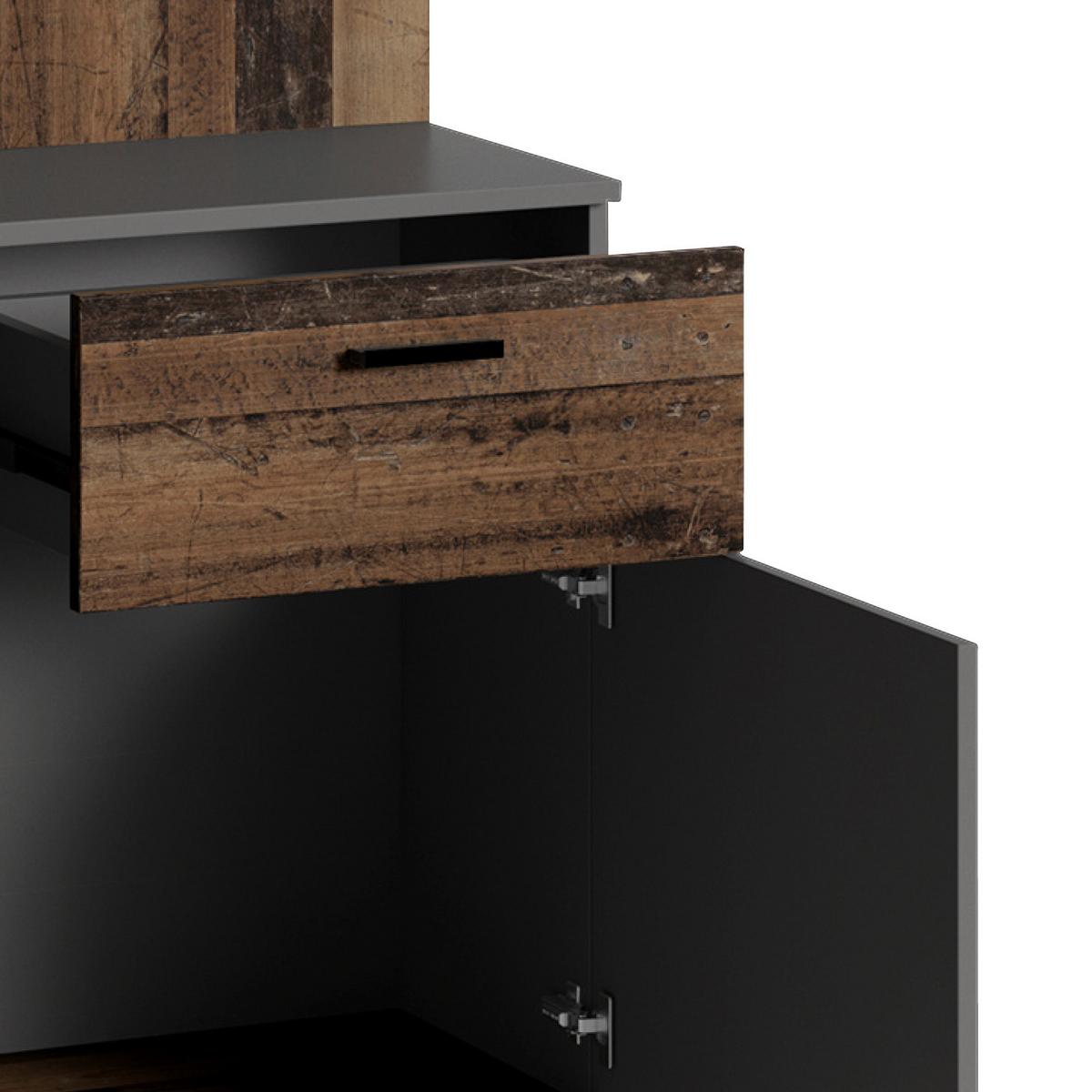 Garderobe Jakob Alteiche Dekor/anthrazit B: 97 Cm - Alteiche/Anthrazit, MODERN, Holzwerkstoff (97/195/30cm) - MID.YOU