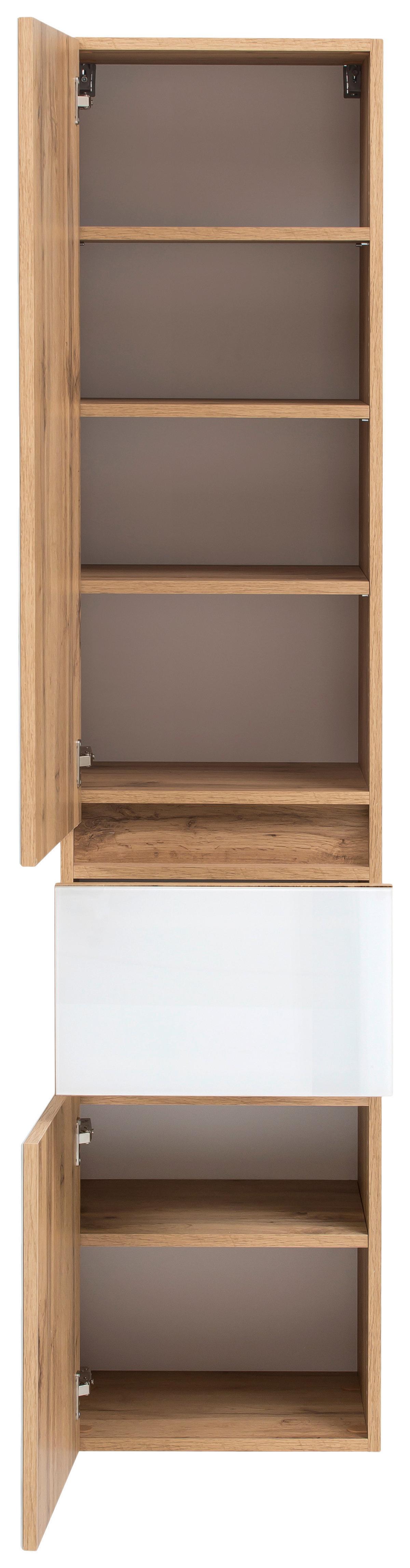 Badmöbel-Set 4-Tlg. inkl. LED Helsinki, Weiß/Eiche - Eichefarben/Weiß, KONVENTIONELL, Glas/Holzwerkstoff (120cm) - Held