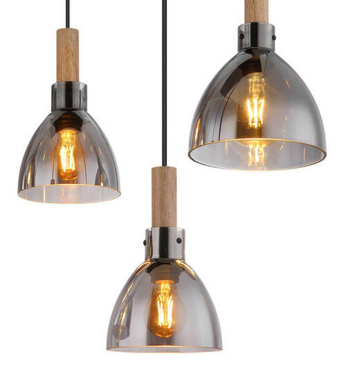 Függőlámpa 15550-6h - fekete, Design, faalapú anyag/Üveg (80/30/120cm) - Globo