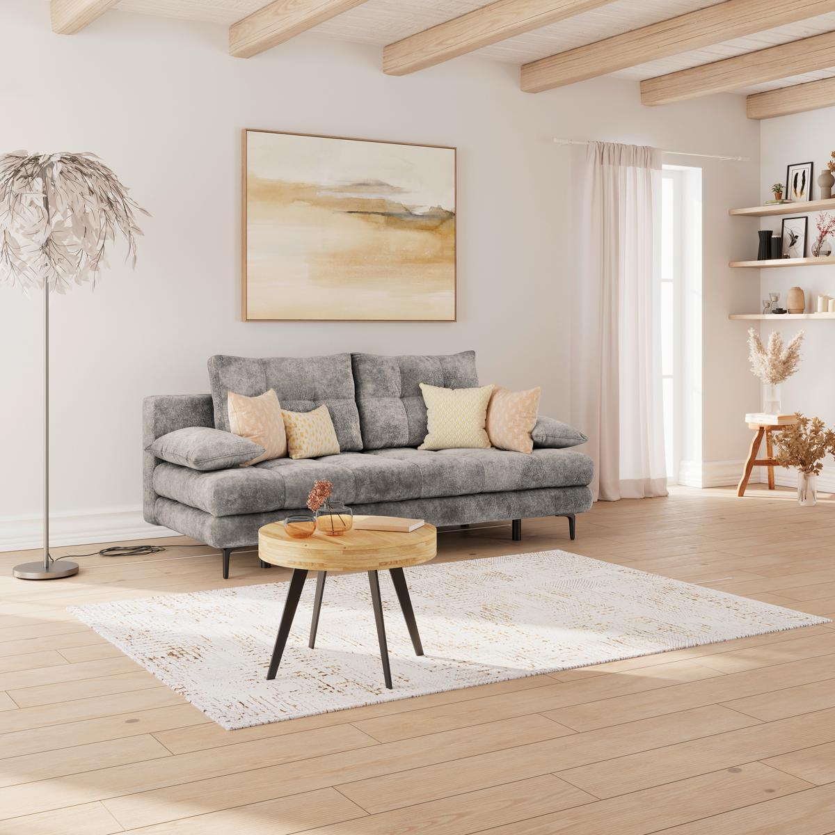 Schlafsofa Perla Grau B: 203 cm - Schwarz/Grau, KONVENTIONELL, Textil (203/94/96cm)