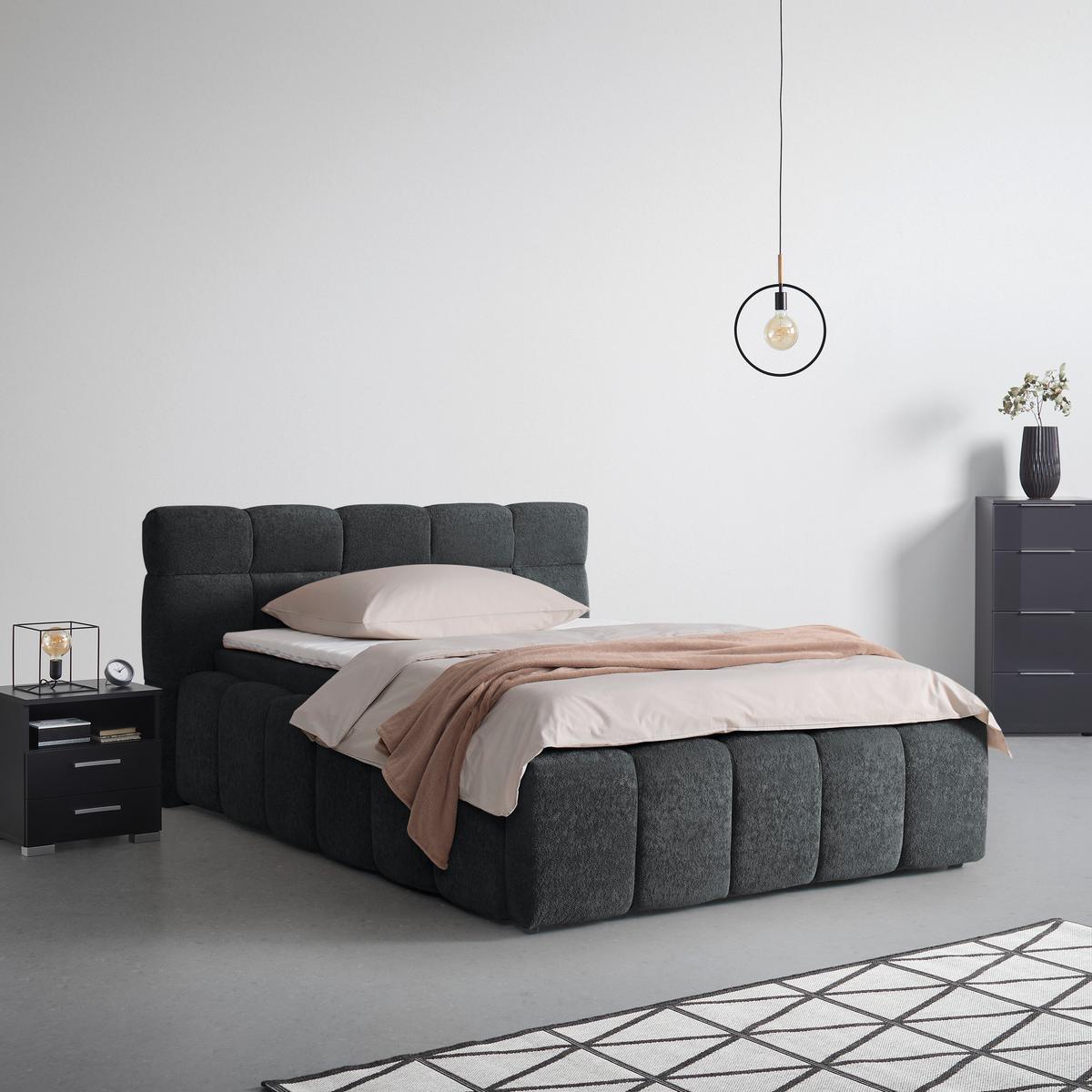 Čalúnená posteľ MONTE 120x200, čierna - čierna, Konventionell, textil/plast (120/200cm) - Based