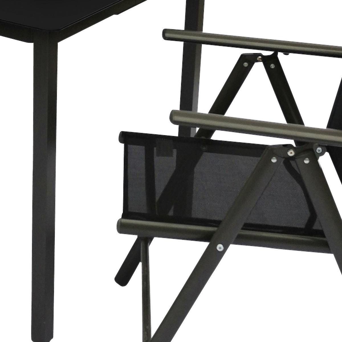 Kertibútor-garnitúra 3tlg. Alu Sitzgruppe 80x80 - fekete/antracit, Basics, üveg/fém - Gardenson