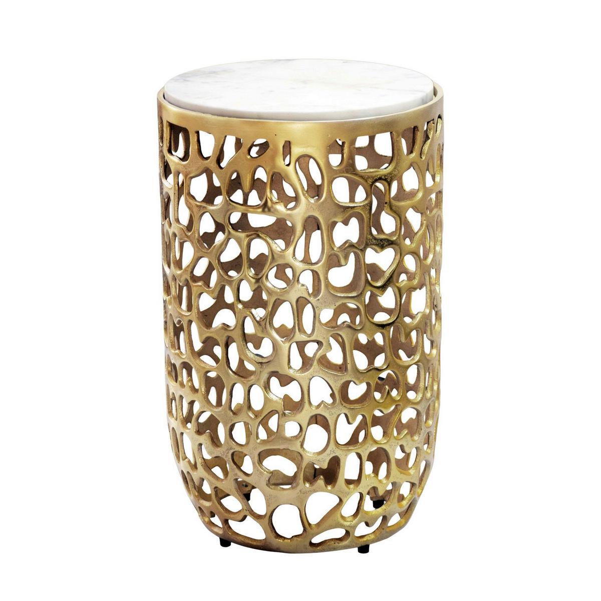 Beistelltisch Goldfarben B: 30 cm - Goldfarben, Design, Stein/Metall (30/50/30cm) - Livetastic