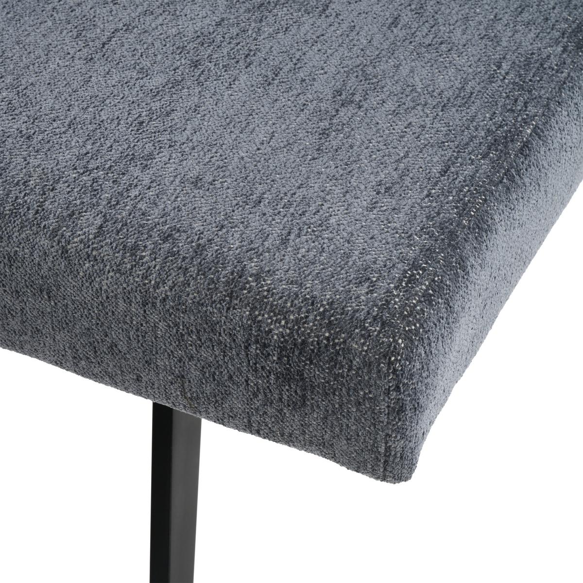 Eckbank Chios Leinenoptik Grau, S: 150x190cm - Dunkelgrau/Schwarz, KONVENTIONELL, Textil/Metall (150/190cm) - MID.YOU