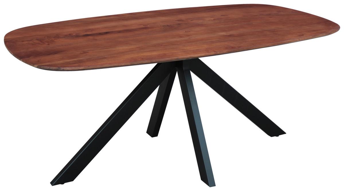 Esstisch Akazie/Schwarz - Schwarz/Braun, Design, Holz/Metall (160/100/76cm) - MID.YOU
