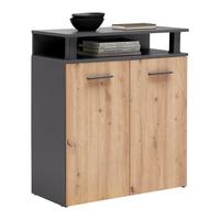 Komoda MONTANA Anthracit/dub Artisan - šedá/černá, Moderní, kompozitní dřevo/plast (78/90/38cm) - Based