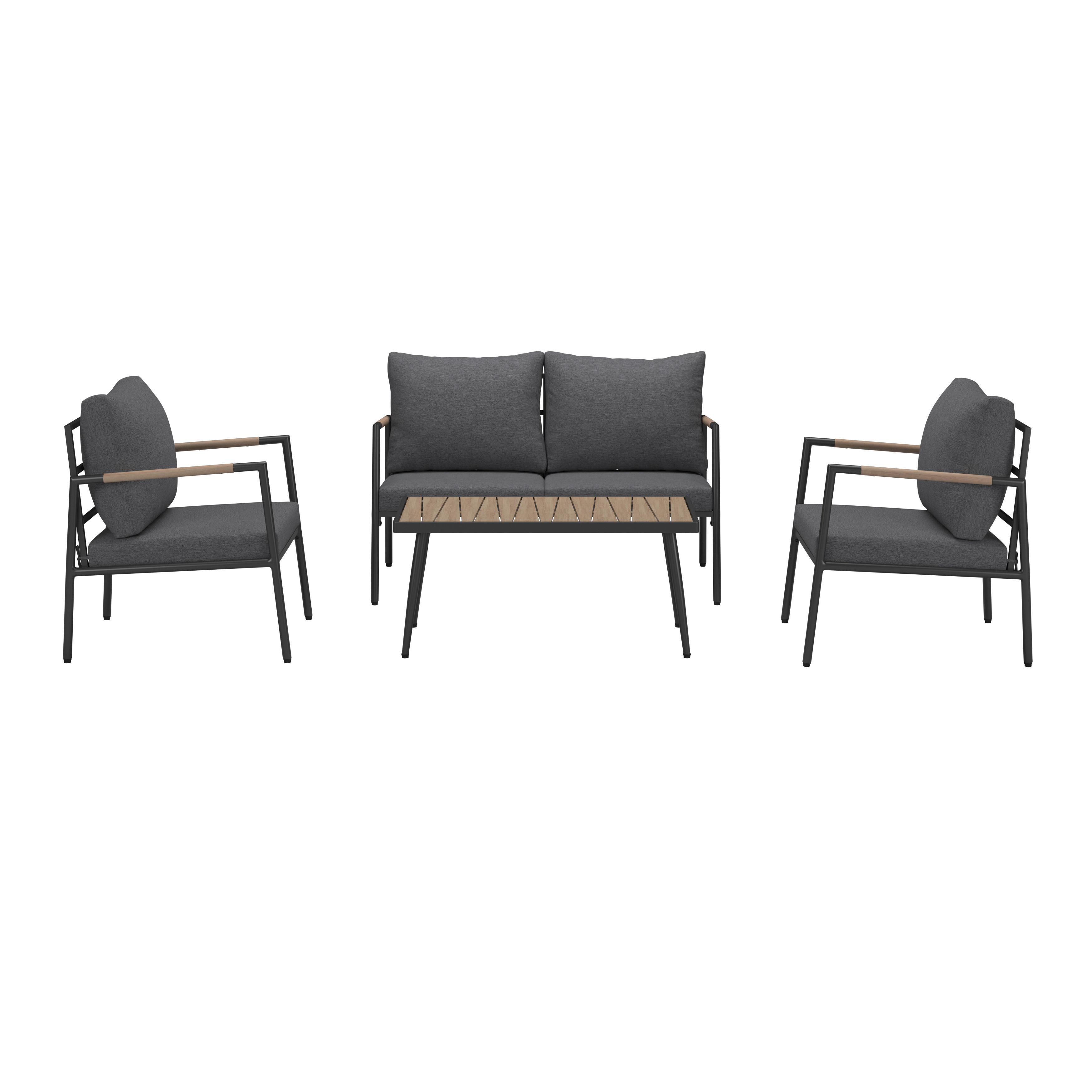 Loungegarnitur Aruba - Dunkelgrau/Anthrazit, MODERN, Holz/Textil (100/39/52cm) - Beldano