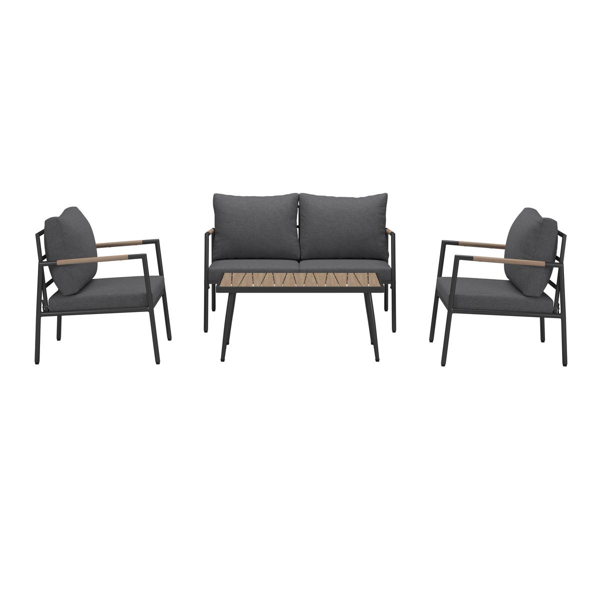 Loungegarnitur Aruba - Dunkelgrau/Anthrazit, MODERN, Holz/Textil (100/39/52cm) - Beldano