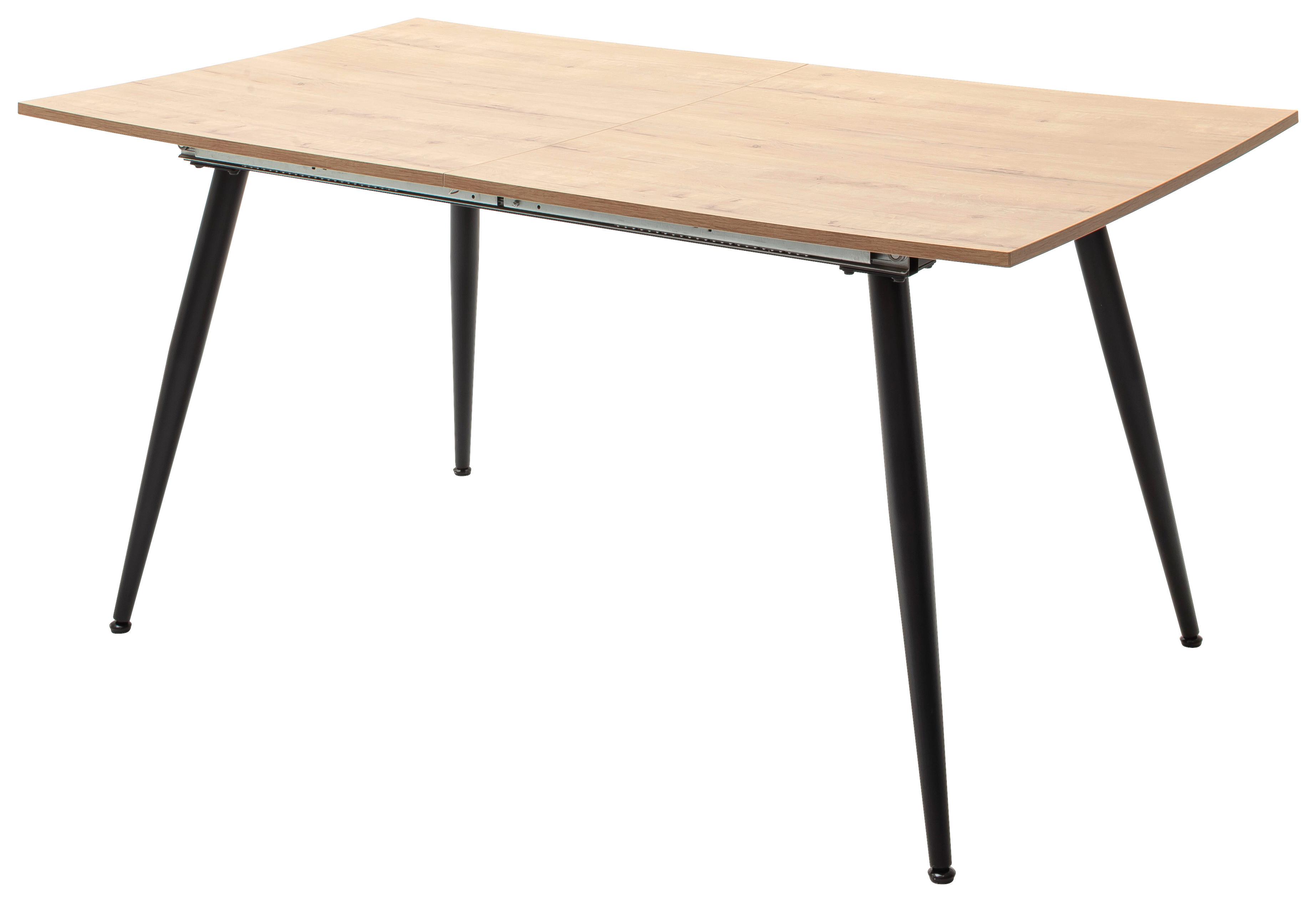 Esstisch Ausziehbar Barbuda Lxb: 160x90 Cm Wildeiche Dekor - Wildeiche/Schwarz, MODERN, Holzwerkstoff/Metall (160-200/90/76cm) - MID.YOU