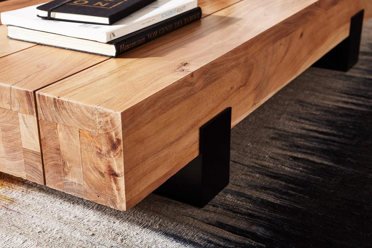 COUCHTISCH WL5.602 - Schwarz/Akaziefarben, Design, Holz/Metall (130/59/25cm) - MID.YOU