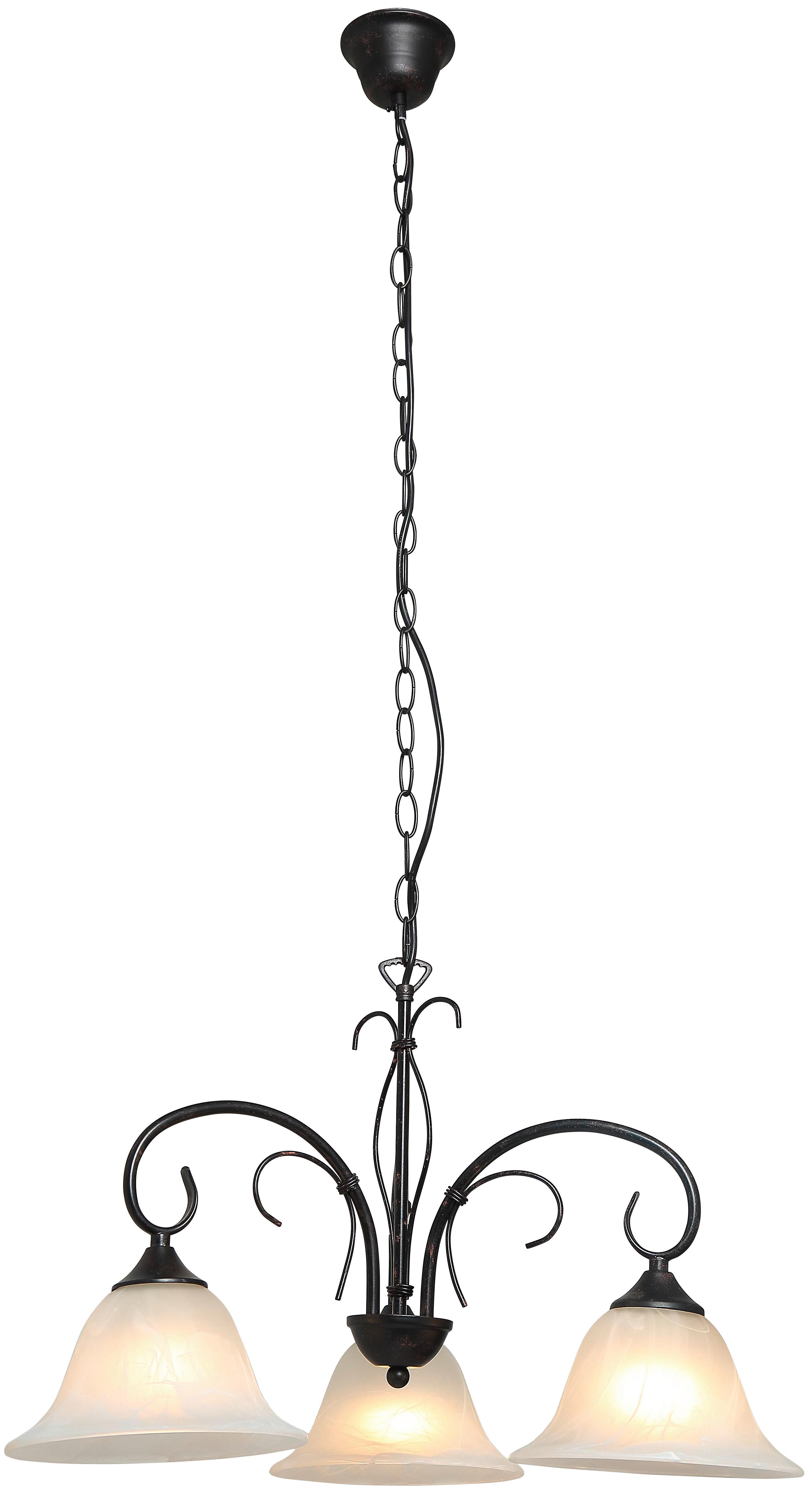 Hängeleuchte Olga H: 115 cm 3-Flammig mit Glasschirmen - Rostfarben/Weiß, ROMANTIK / LANDHAUS, Glas/Metall (55/115cm) - James Wood