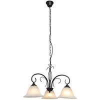 Hängeleuchte Olga H: 115 cm 3-Flammig mit Glasschirmen - Rostfarben/Weiß, ROMANTIK / LANDHAUS, Glas/Metall (55/115cm) - James Wood