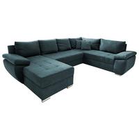 Sedacia súprava TERANA, pravá, petrolejová / petrolejová - petrolejová/chrómová, Konventionell (157/305/219cm) - Livetastic