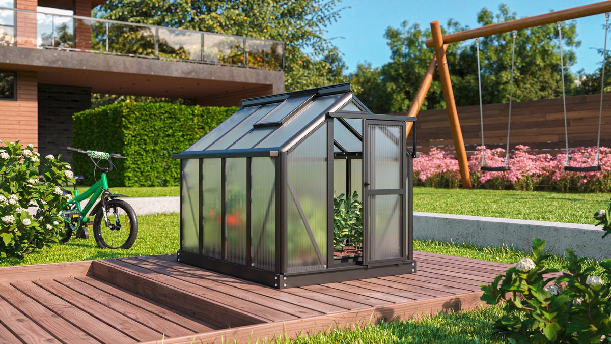 Mini-Gewächshaus Merlin Schwarz Metall H: 106,5 cm - Schwarz, Basics, Metall (87,2/106,5/120cm)