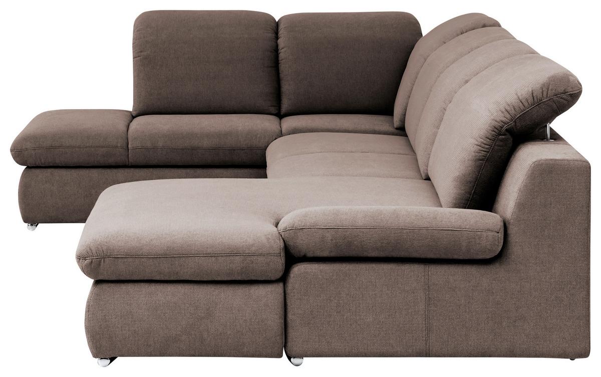 Wohnlandschaft Isona Taupe Chenille - Taupe/Chromfarben, Design, Textil (212/353/165cm) - Livetastic