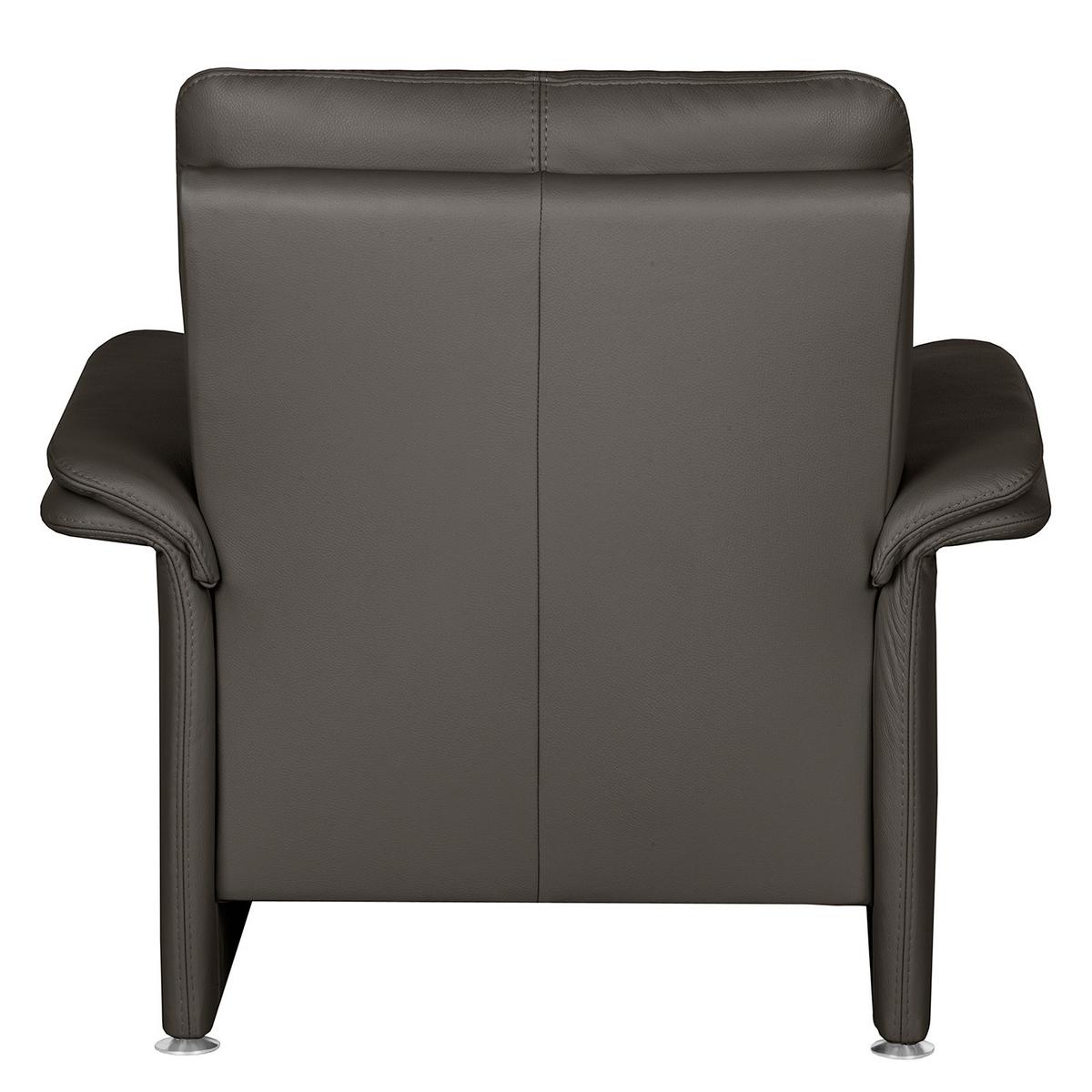 Sessel Comodo Echtleder Dunkelbraun B: 93 cm - Dunkelbraun/Silberfarben, Design, Leder (93/90/88cm) - Livetastic