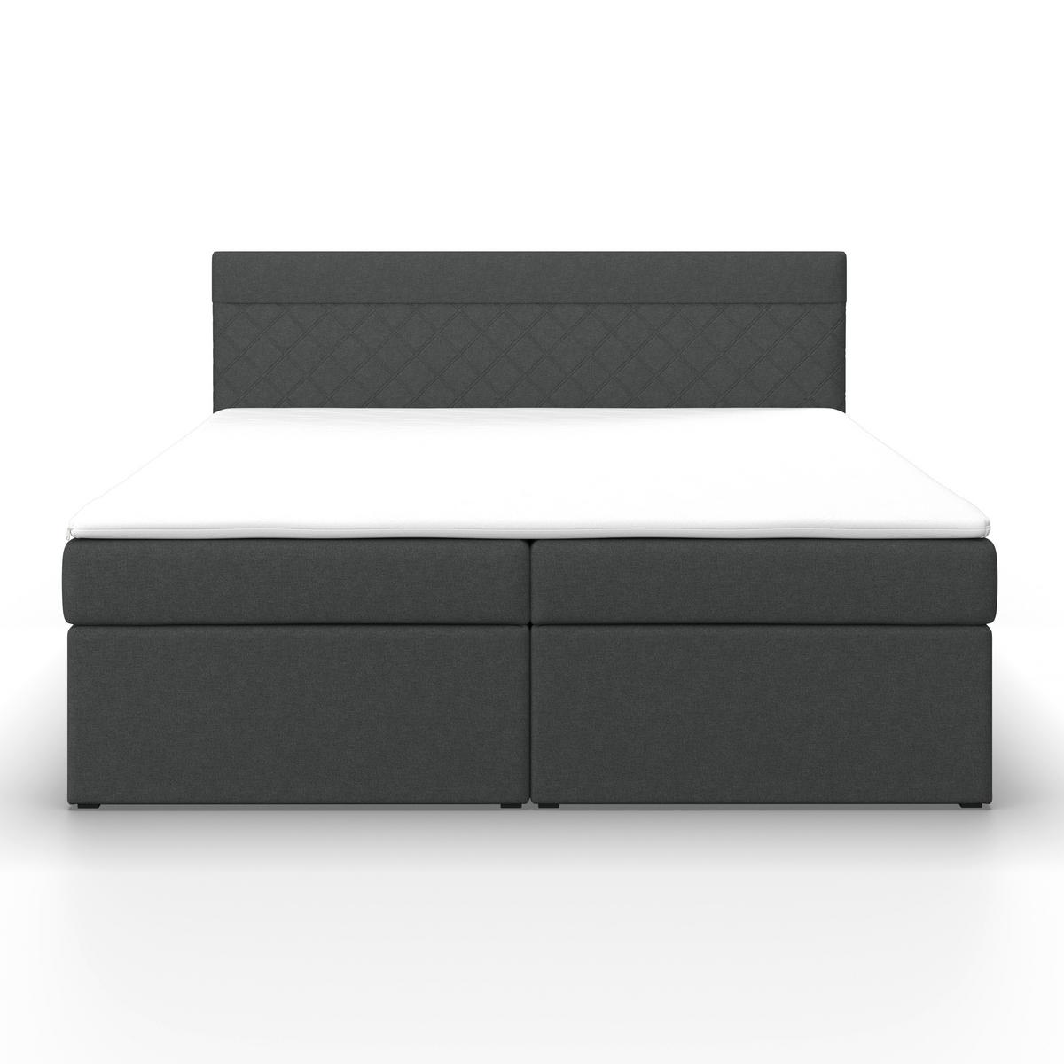 Boxspring posteľ s topperom Rosa, 180x200, antracitová - čierna/tmavosivá, Modern, drevo/kompozitné drevo (180/200cm) - Bessagi Home