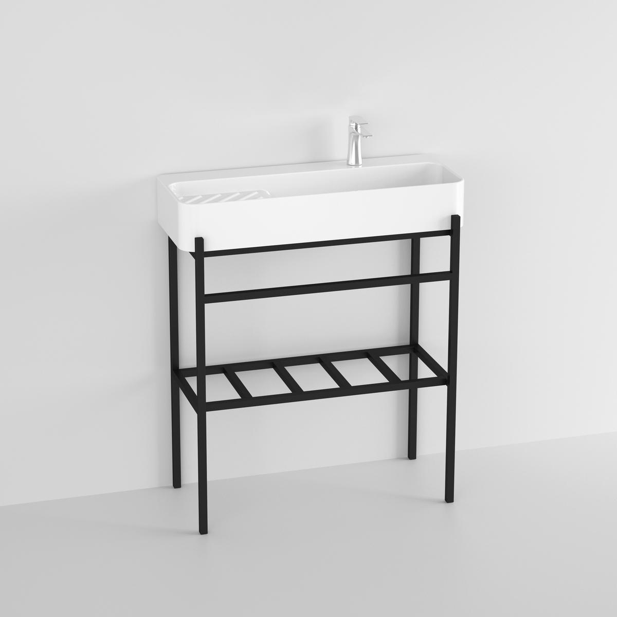 Waschbecken Delta 80 - Schwarz/Weiß, KONVENTIONELL, Keramik/Metall (80/82/31cm) - Sanotechnik