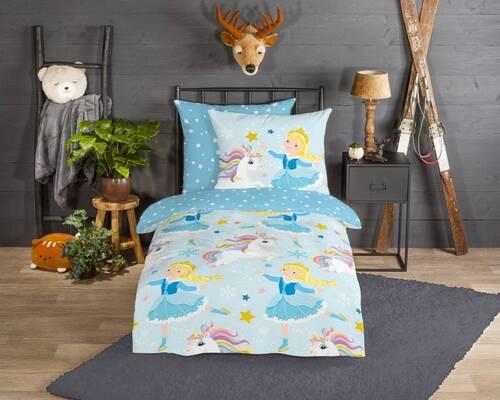 Kinderbettwäsche Iceprincess Blau 135x200 cm - Blau, Design, Textil (135/200cm)
