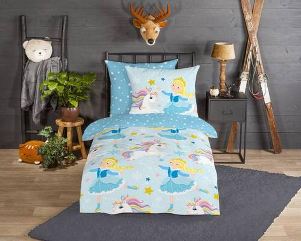 Kinderbettwäsche Iceprincess Blau 135x200 cm - Blau, Design, Textil (135/200cm)