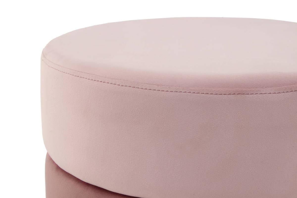 Pouf Samt Rosa H: 46 cm Rund - Goldfarben/Rosa, Basics, Holzwerkstoff/Textil (48,5/46/48,5cm) - Kayoom