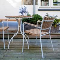 Balkonmöbel Set Ellen Teakholz - Weiß, Natur, Holz - Gardenson