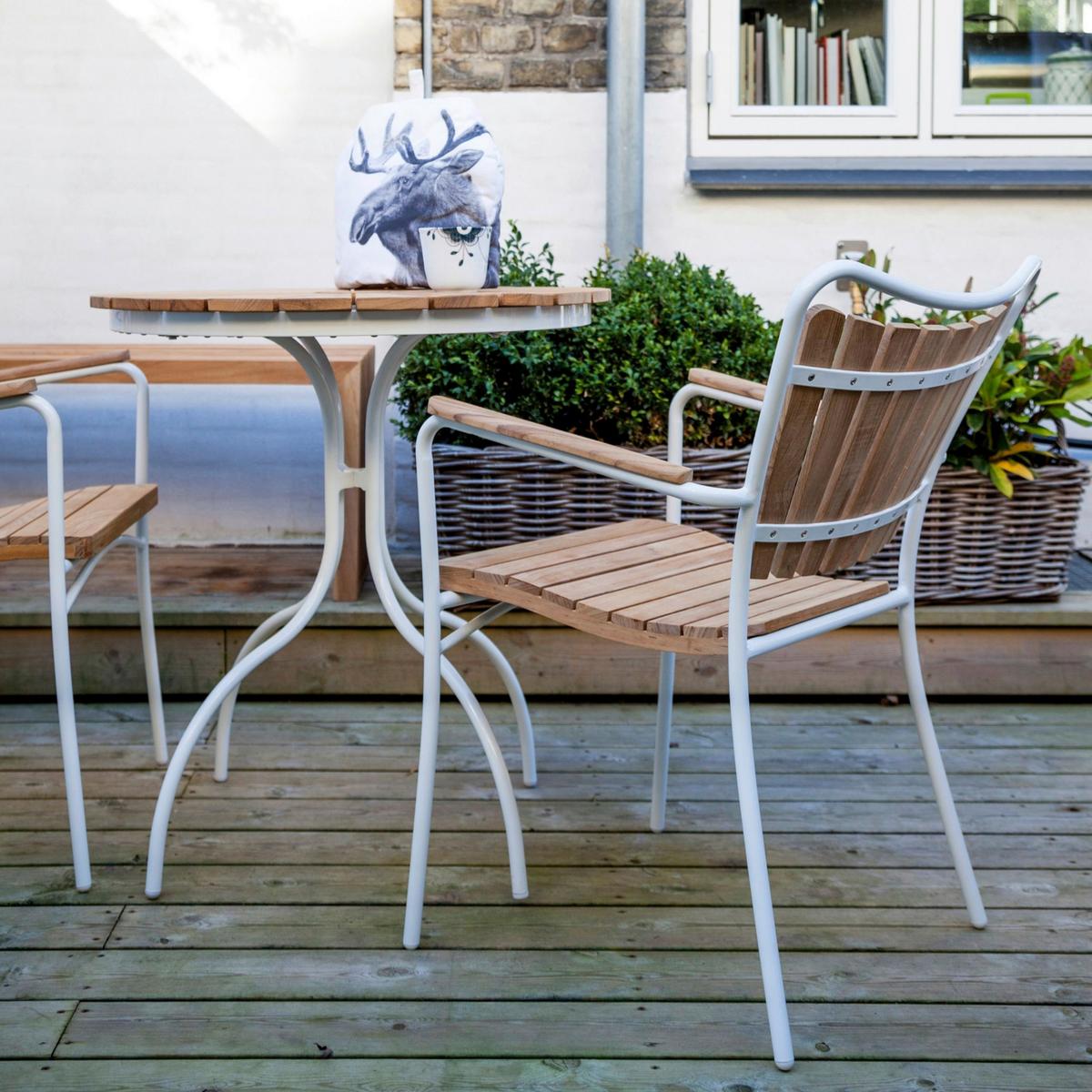 Balkonmöbel Set Ellen Teakholz - Weiß, Natur, Holz - Gardenson