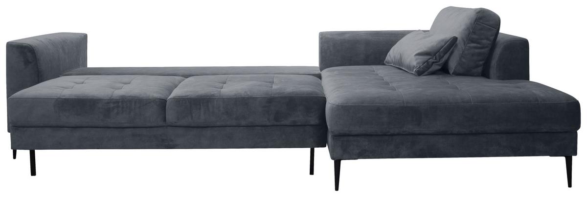 Eckschlafsofa Luzi - Blaugrau/Schwarz, MODERN, Textil (280/168cm) - Trendmanufaktur