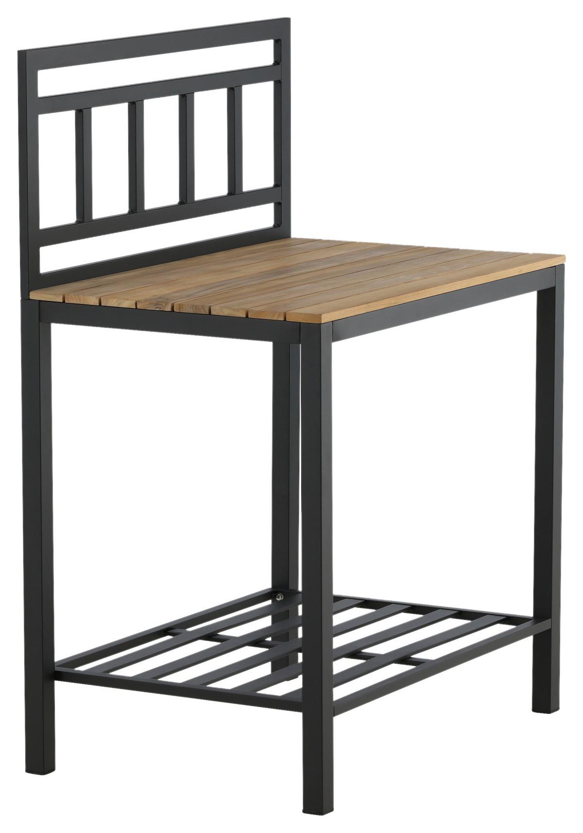 Outdoorküche Mexico - Schwarz/Teakfarben, KONVENTIONELL, Holz/Metall (90/127/60cm) - Gardenson