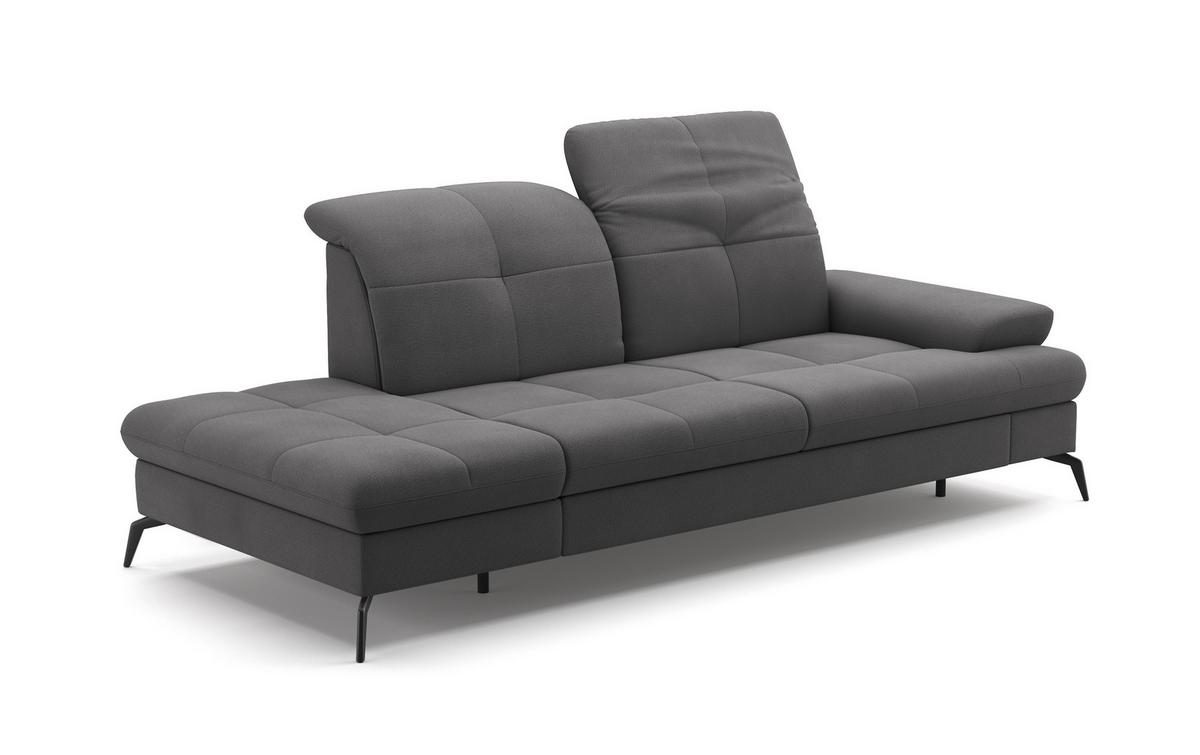 Récamiere Amica E, Grau B: 231 Cm - Schwarz/Grau, KONVENTIONELL, Textil (231/90/122cm) - Sit & More