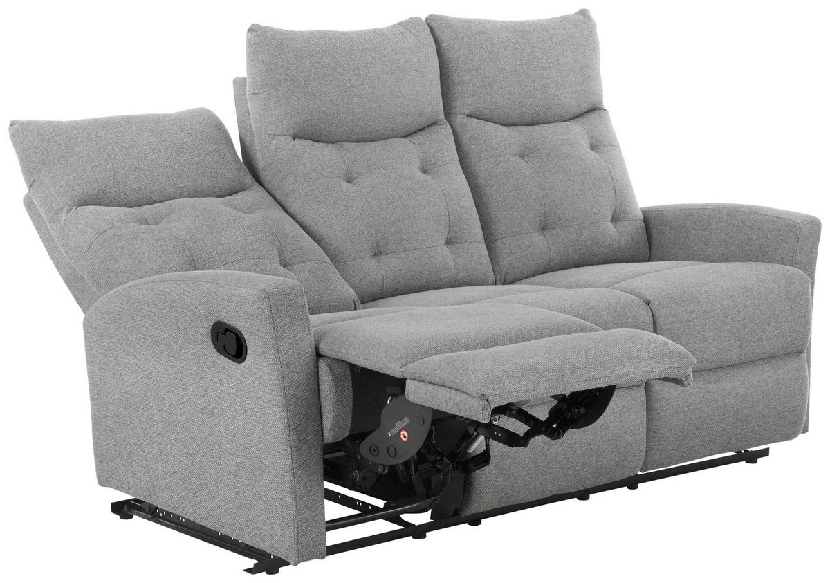 Sitzgarnitur 3-tlg. Nuvia Mit Relaxfunktion Grau - Schwarz/Grau, Design, Textil - Livetastic